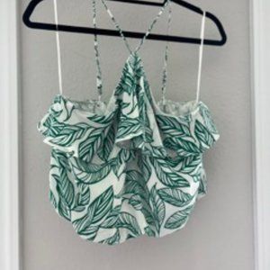 Cropped, floral halter top